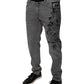 Dolce & Gabbana Gray Graphic Print Cotton Skinny Denim Jeans