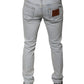 Dolce & Gabbana Light Blue Cotton Blend Tattered Skinny Denim Jeans