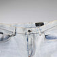 Dolce & Gabbana Light Blue Cotton Blend Tattered Skinny Denim Jeans