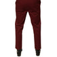 Dolce & Gabbana Maroon Cotton Men Skinny Dress Pants