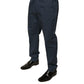 Dolce & Gabbana Dark Blue Cotton Stretch Skinny Men Dress Pants