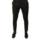 Dolce & Gabbana Black Brocade Polyester Skinny Men Dress Pants