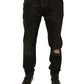 Dolce & Gabbana Black Ripped Logo Cotton Skinny Denim Jeans