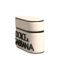 Dolce & Gabbana White PVC Embossed Logo Plaque Holder Airpods Case