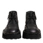 Dolce & Gabbana Black Leather Lace Up Ankle Boots Shoes