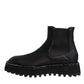 Dolce & Gabbana Black Chelsea Boots Leather Slip On Shoes