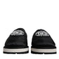 Dolce & Gabbana Black Nylon Quilted Logo Patch Sandals Slides Shoes