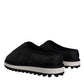 Dolce & Gabbana Black Nylon Quilted Logo Patch Sandals Slides Shoes