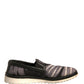 Dolce & Gabbana Black Canvas Tropical Print Slip On Shoes