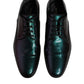 Dolce & Gabbana Multicolor Peacock Patent Leather Derby Men Dress Shoes