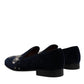 Dolce & Gabbana Black Velvet Floral Gun Loafers Dress Shoes