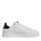Dolce & Gabbana White Leather Low Top Lace Up Sneakers Shoes