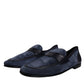 Dolce & Gabbana Blue Suede Leather Shoes Loafer Moccasin Shoes