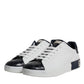 Dolce & Gabbana White Black Leather Portofino Sneakers Shoes