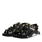 Dolce & Gabbana Black Leather Studded Slides Sandals Shoes