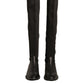 MY TWIN Black Leather Suede Flats High Boots Shoes