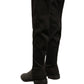 MY TWIN Black Leather Suede Flats High Boots Shoes