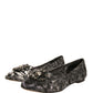 Dolce & Gabbana Silver Crystal Loafer Lace Ballet Flats Shoes