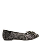 Dolce & Gabbana Silver Crystal Loafer Lace Ballet Flats Shoes