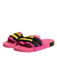 Dolce & Gabbana Fuchsia Neoprene Slides Flats Beachwear Shoes