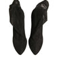 Dolce & Gabbana Black Silk Mesh Sock Style Heels Boots Shoes
