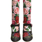 Dolce & Gabbana Black Floral Socks Crystal Boots Jersey Shoes
