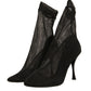 Dolce & Gabbana Black Silk Mesh Sock Style Heels Boots Shoes
