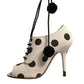 Dolce & Gabbana White Black Polka Dot Peep Toe Ankle Boots Shoes