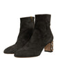 Dolce & Gabbana Black Embellished Heel Ankle Boots Shoes