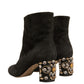 Dolce & Gabbana Black Embellished Heel Ankle Boots Shoes