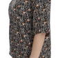 Dolce & Gabbana Gray Gold Key Print Silk Blouse T-shirt
