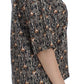 Dolce & Gabbana Gray Gold Key Print Silk Blouse T-shirt
