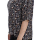 Dolce & Gabbana Gray Gold Key Print Silk Blouse T-shirt