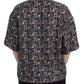Dolce & Gabbana Gray Gold Key Print Silk Blouse T-shirt