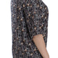 Dolce & Gabbana Gray Gold Key Print Silk Blouse T-shirt