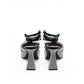 MACH & MACH Black Leather Stiletto Heel Sandals