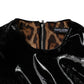 Dolce & Gabbana Black Patent Leather Puff Sleeves Mini Dress