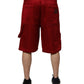 Dolce & Gabbana Maroon Viscose Nylon Mid Waist Bermuda Shorts