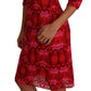 Dolce & Gabbana Floral Crochet Lace Red Pink Sheath Dress