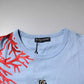 Dolce & Gabbana Light Blue Coral Cotton Men Crew Neck T-shirt
