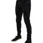 Dolce & Gabbana Black Tattered Cotton Skinny Men Denim Jeans