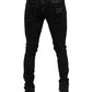 Dolce & Gabbana Black Tattered Cotton Skinny Men Denim Jeans