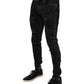 Dolce & Gabbana Black Tattered Cotton Skinny Men Denim Jeans