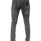 Dolce & Gabbana Dark Gray Washed Cotton Slim Fit Denim Jeans