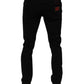 Dolce & Gabbana Black Tattered Cotton Skinny Men Denim Jeans