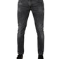Dolce & Gabbana Dark Gray Washed Cotton Skinny Men Denim Jeans