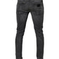 Dolce & Gabbana Dark Gray Washed Cotton Skinny Men Denim Jeans
