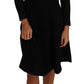 Dolce & Gabbana Black Knitted Wool Sheath Long Sleeves Dress