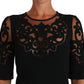 Dolce & Gabbana Black Floral Cut Out Pattern Coctail Dress