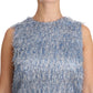 Dolce & Gabbana Light Blue Fringe Shift Gown Dress